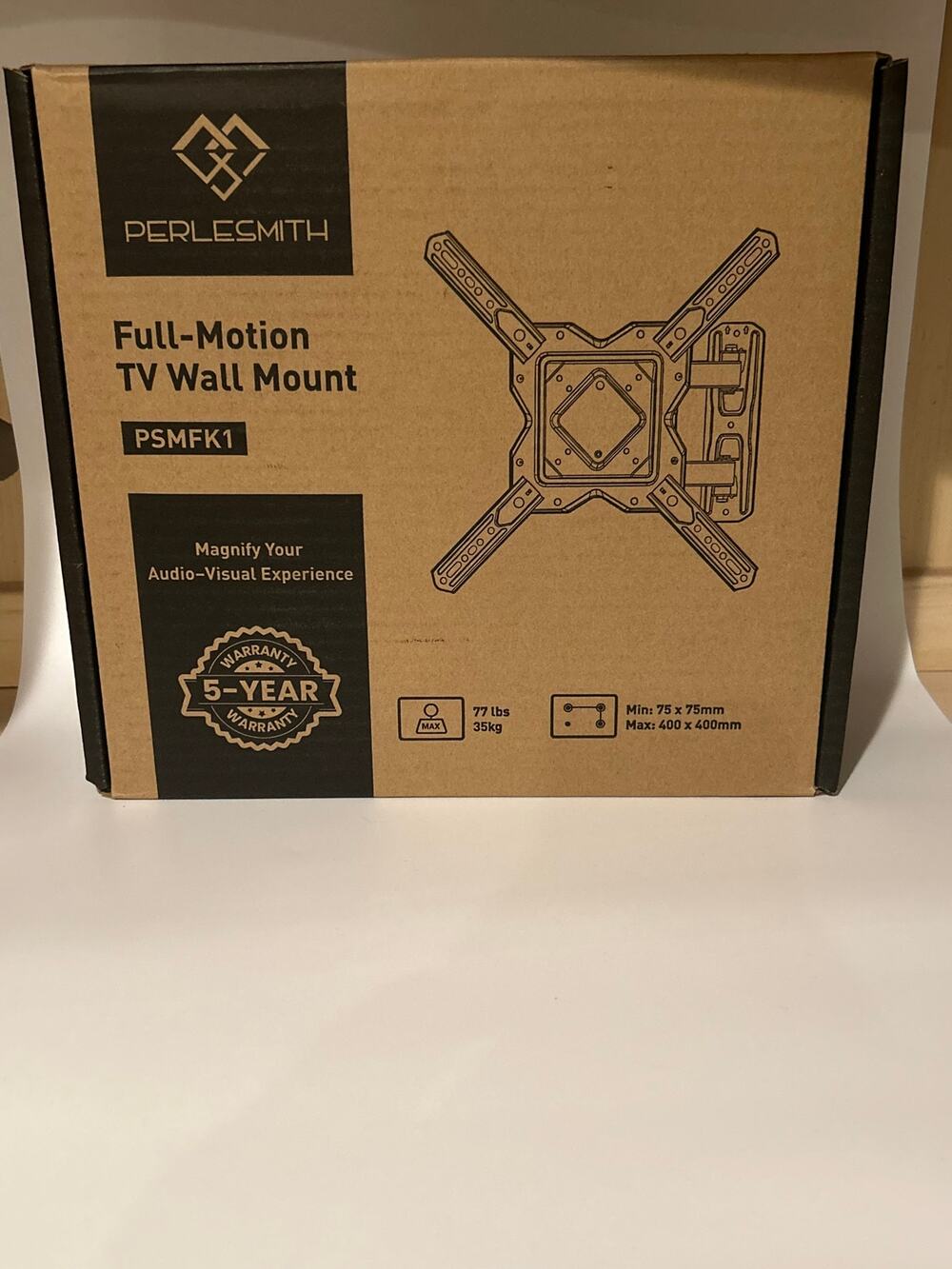 Perlesmith Full Motion TV Wall Mount PSMFK1 Swivel Tilt 26-60" 77lb NIB Tech Org